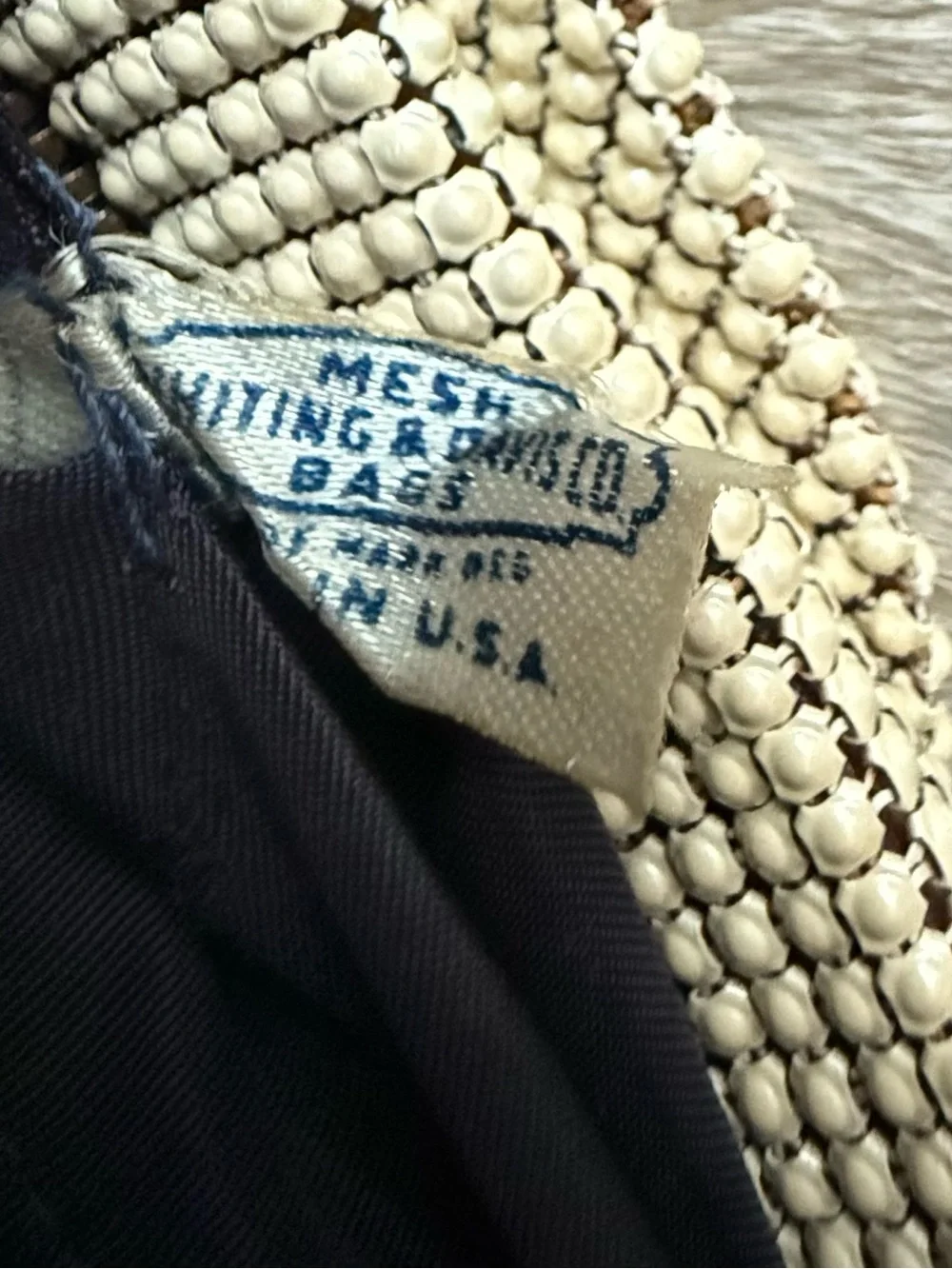 Whiting & Davis Ivory metal Wristlet Clutch with Decorative Ring